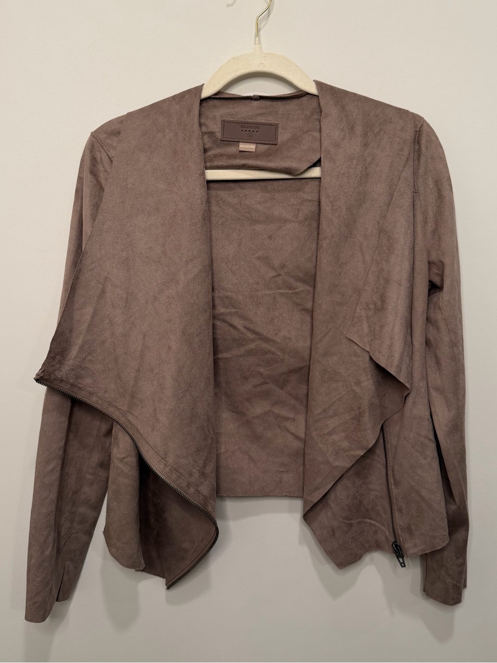 BLANKNYC Brown Faux Suede Draped Moto Jacket Size Medium